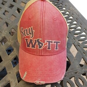 Pink Baseball Hat With 'Say Watt' On Front